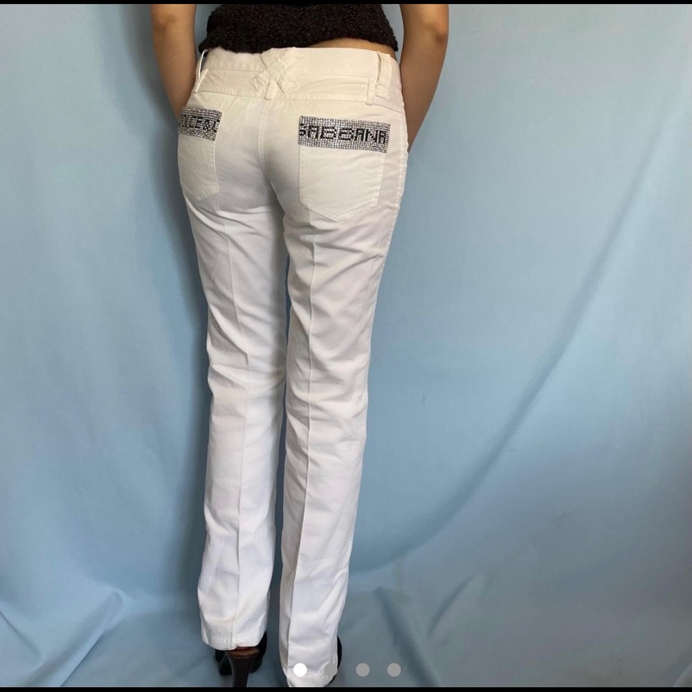 Dolce & Gabbana D&G Spring 2003 white denim jeans with crystal detail on back